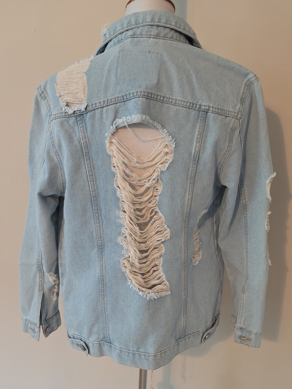 BBJ LOS ANGELES Light Blue Distressed Denim Jacket